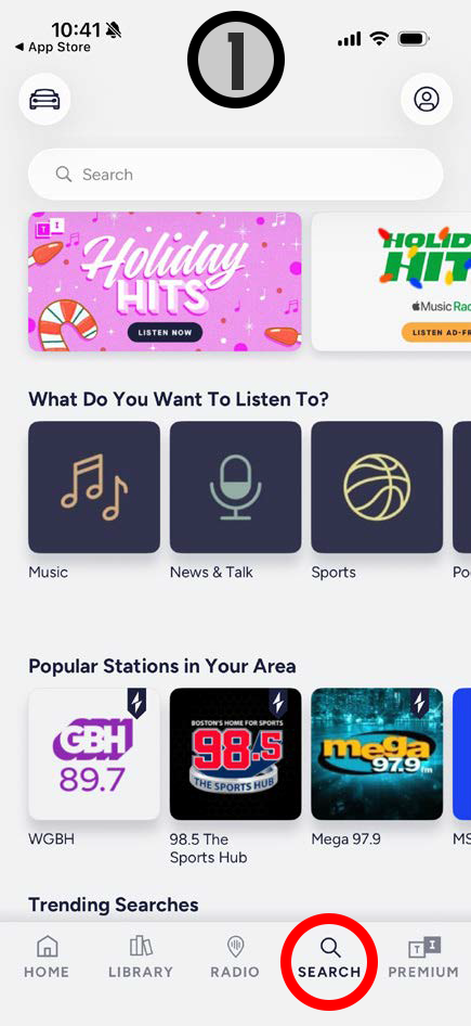 Search icon in TuneIn