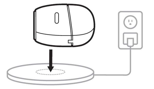 back of the charging case placed on the center of a charging pad