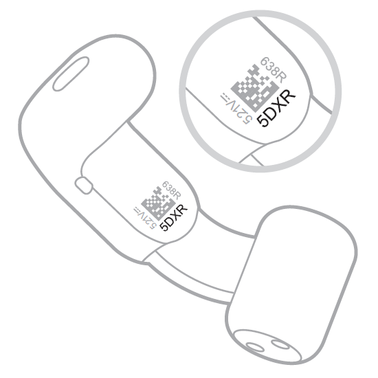4-digit date code on earbud inner surface