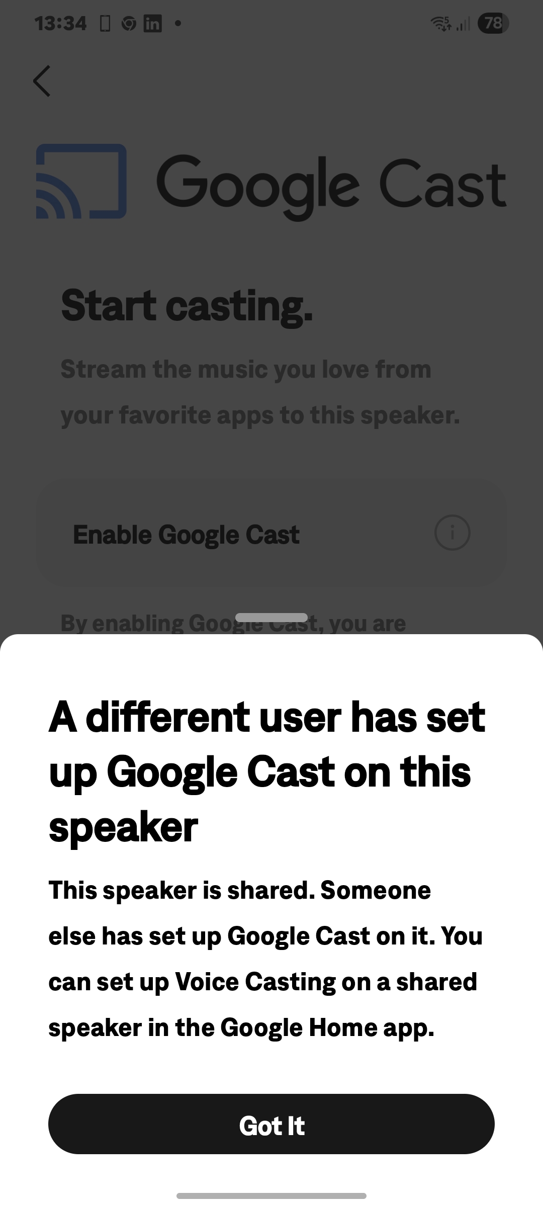 Chromecast disabled