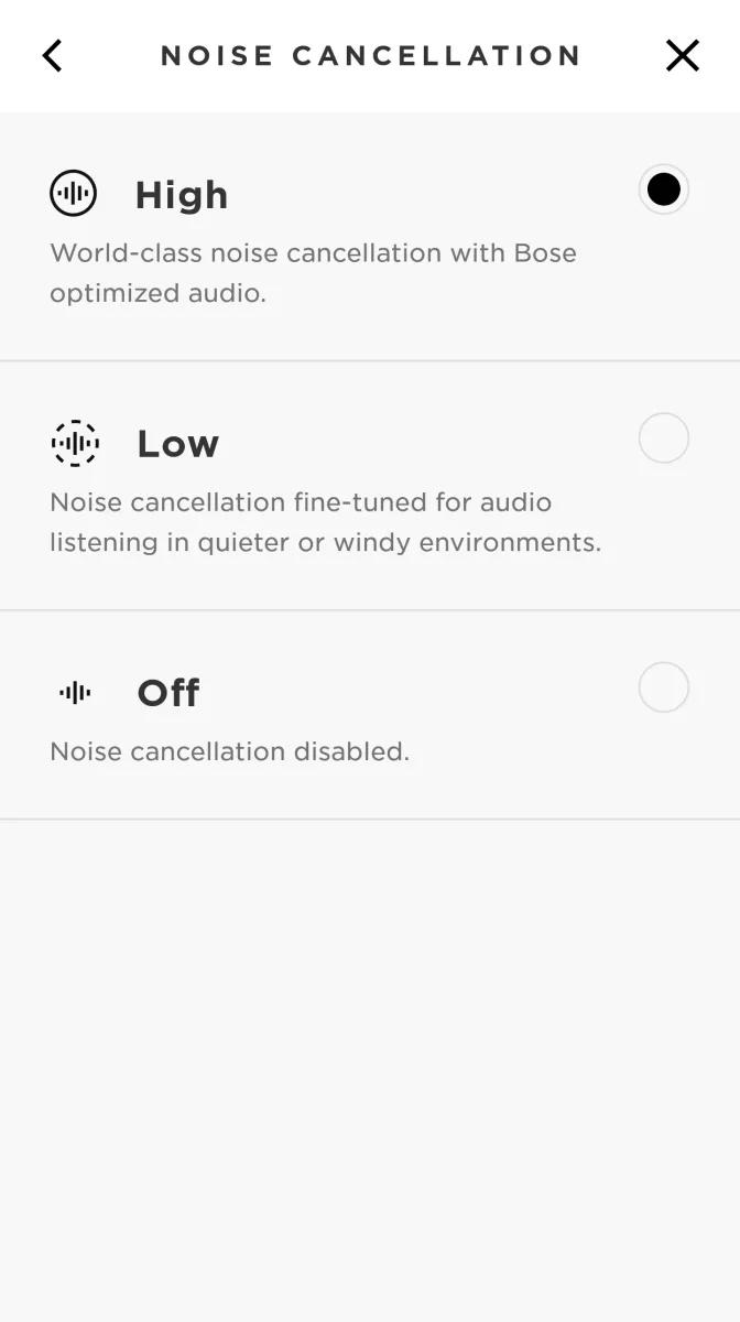 Setting the adjustable Active Noise Cancellation mode