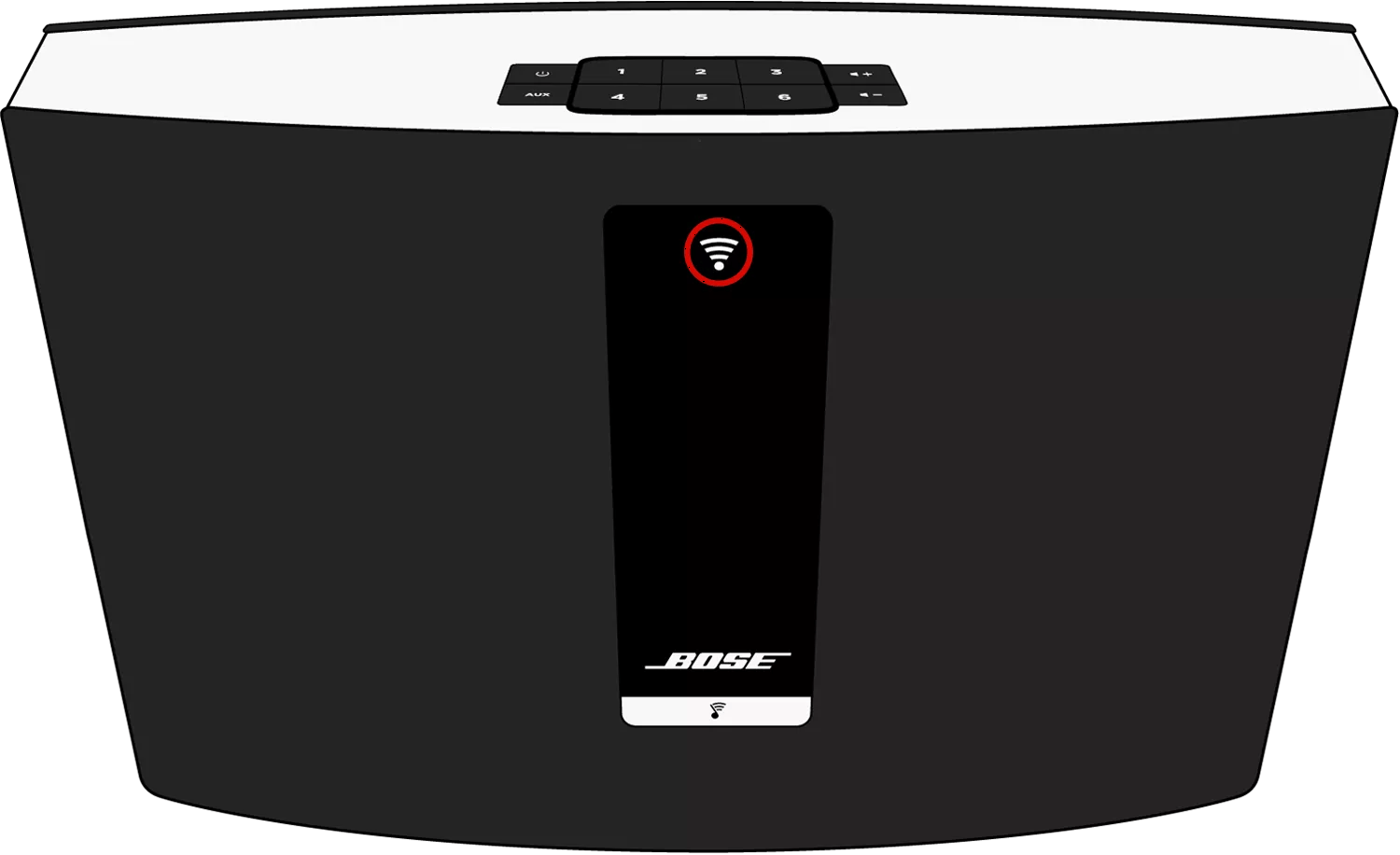 Front of SoundTouch system showing the Wifi icon