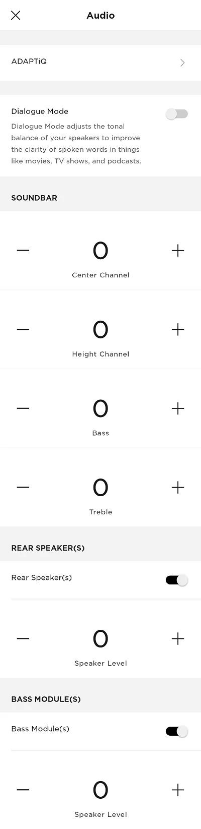 Adjusting center channel level - Bose Smart Soundbar 700