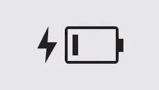 lightning bolt and one-bar battery icon