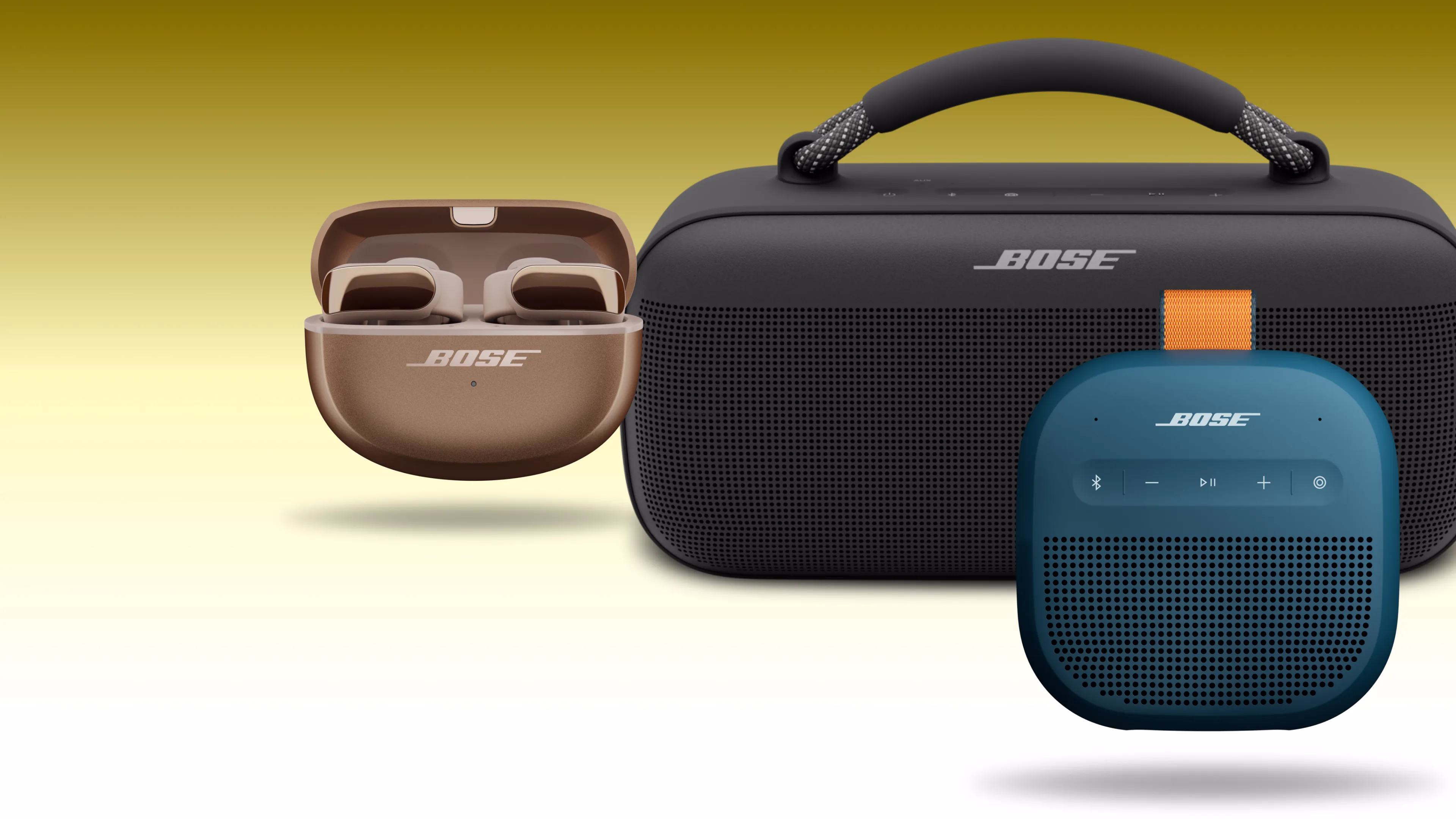 Bose Ultra Open Earbuds, SoundLink Max Portable Speaker, and SoundLink Micro Portable Speaker (2nd Gen)