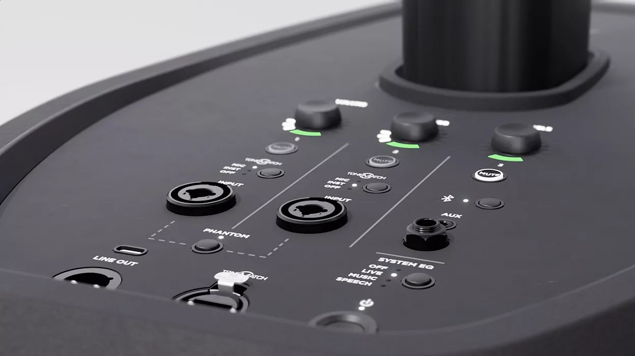 Dessus de la console de mixage du système L1 Pro32