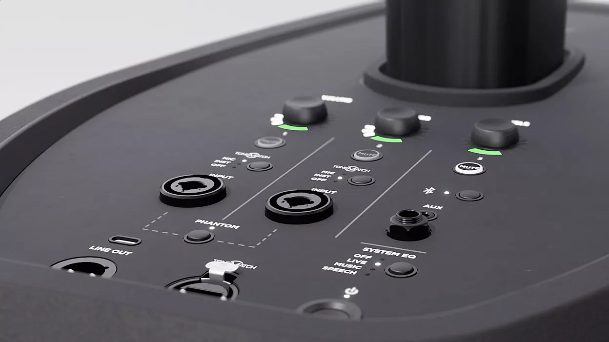 Dessus de la console de mixage du système L1 Pro32