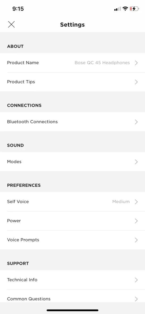 Enabling or disabling Auto off mode Bose QuietComfort 45 Headphones