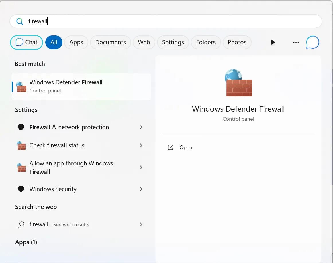search for firewall