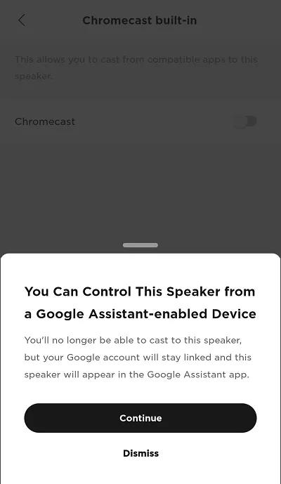 Google Assistant still linked message