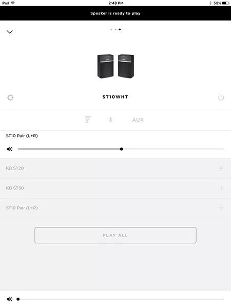 SoundTouch app screen showing 2 SoundTouch 10 speakers