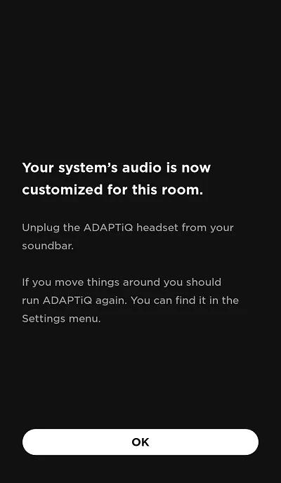 ADAPTiQ system setup and deactivation Bose Smart Soundbar 900