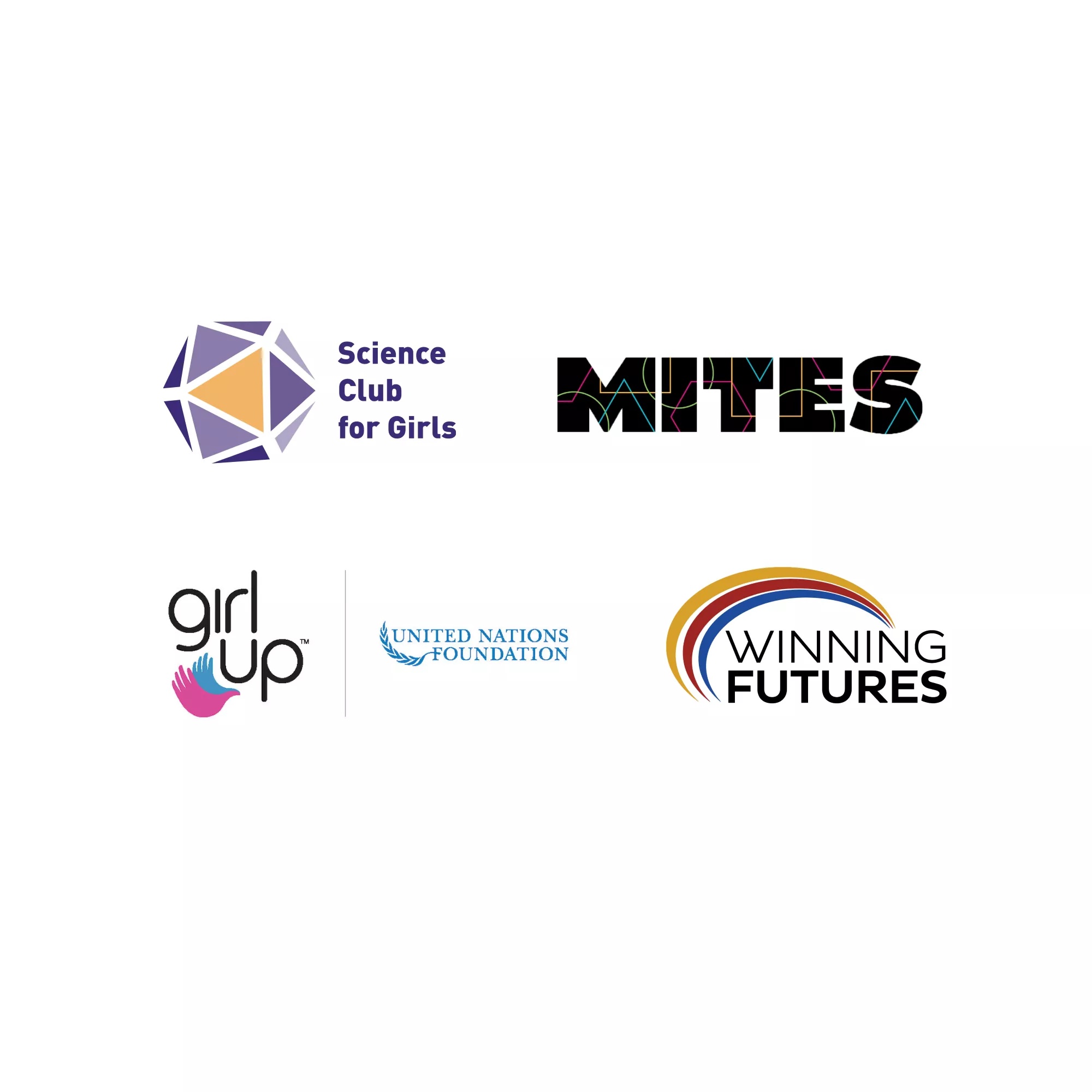 Science Club for Girls, MITES, Girl Up United Nations Foundation logos
