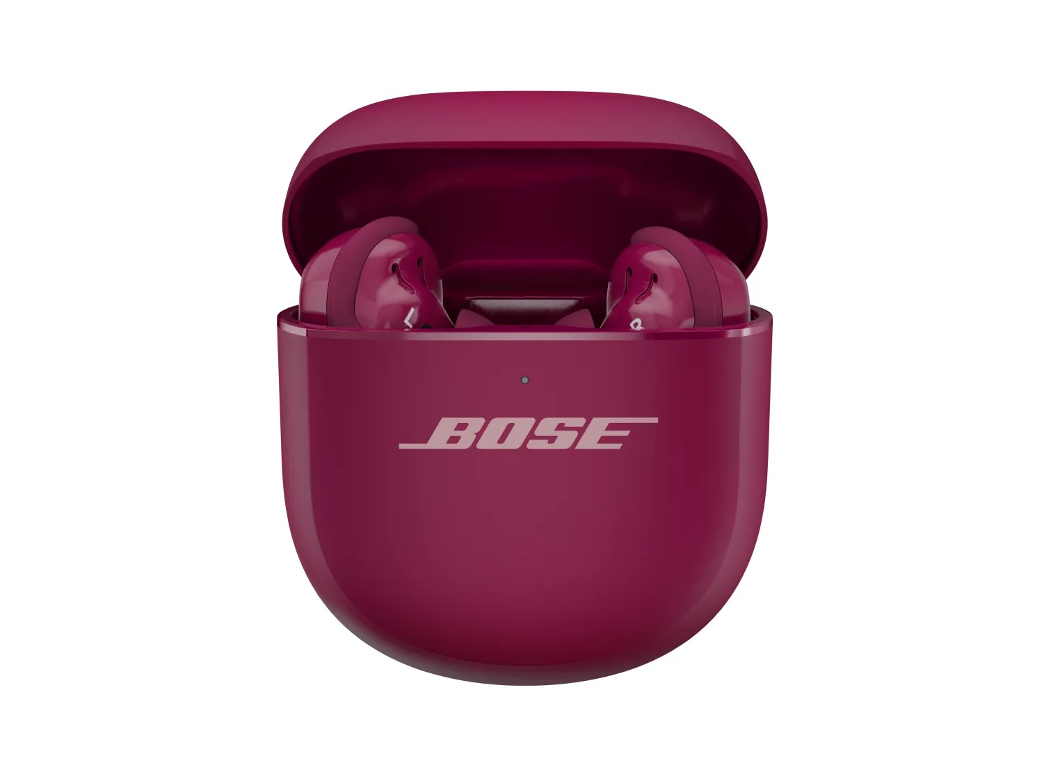 Otvorené nabíjacie puzdro Bose QuietComfort Ultra Earbuds 2nd Gen vo farbe Deep Plum
