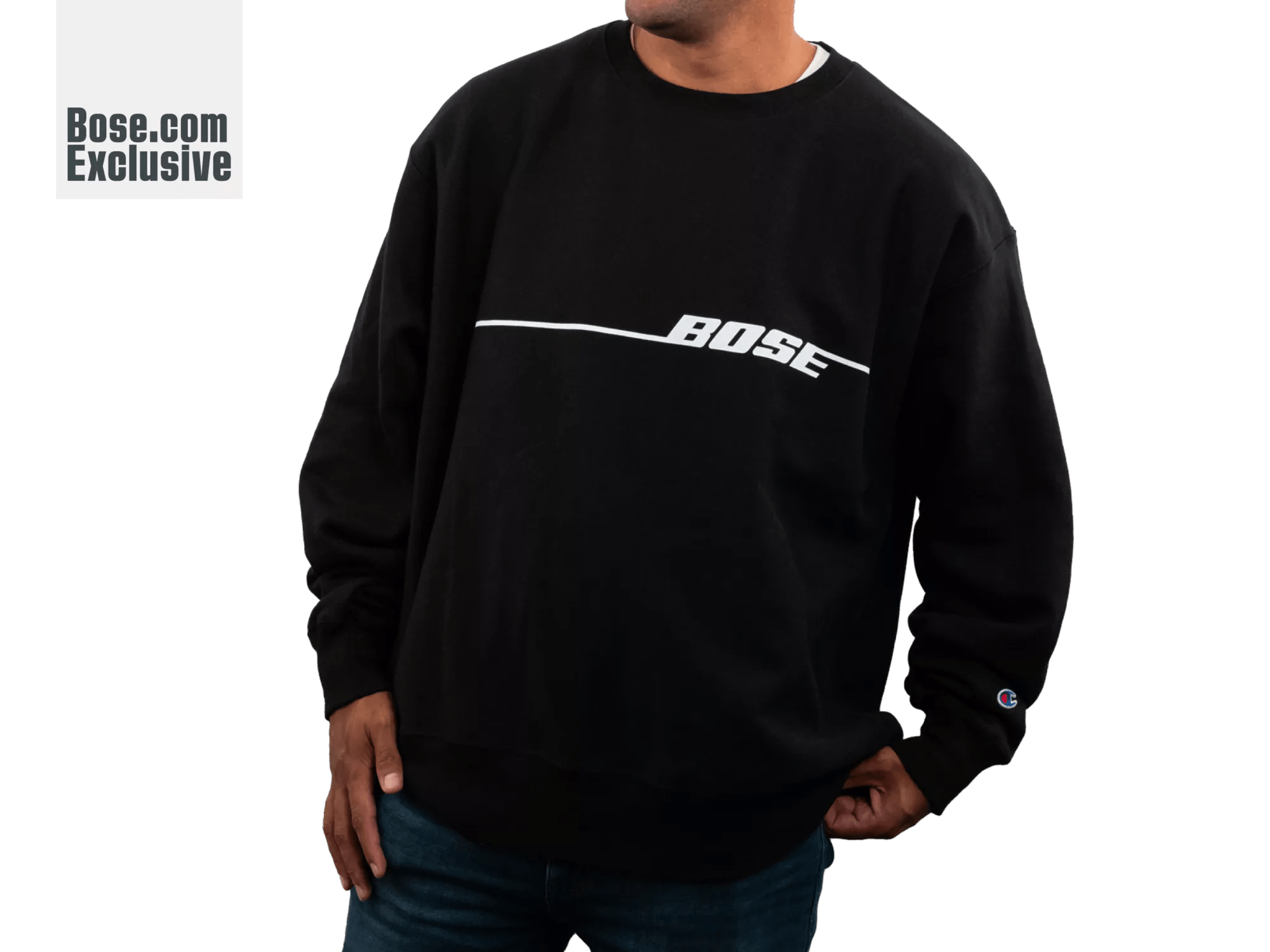 Champion uo exclusive small script black crew hot sale neck sweatshirt