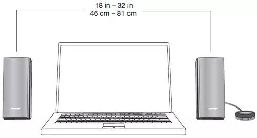 Speakers placed on each side of laptop computer