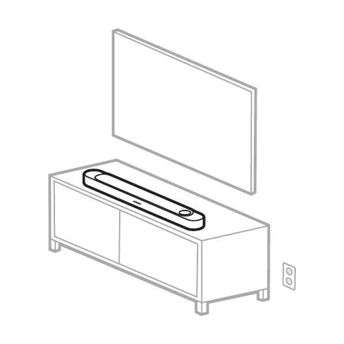 soundbar placed below a TV