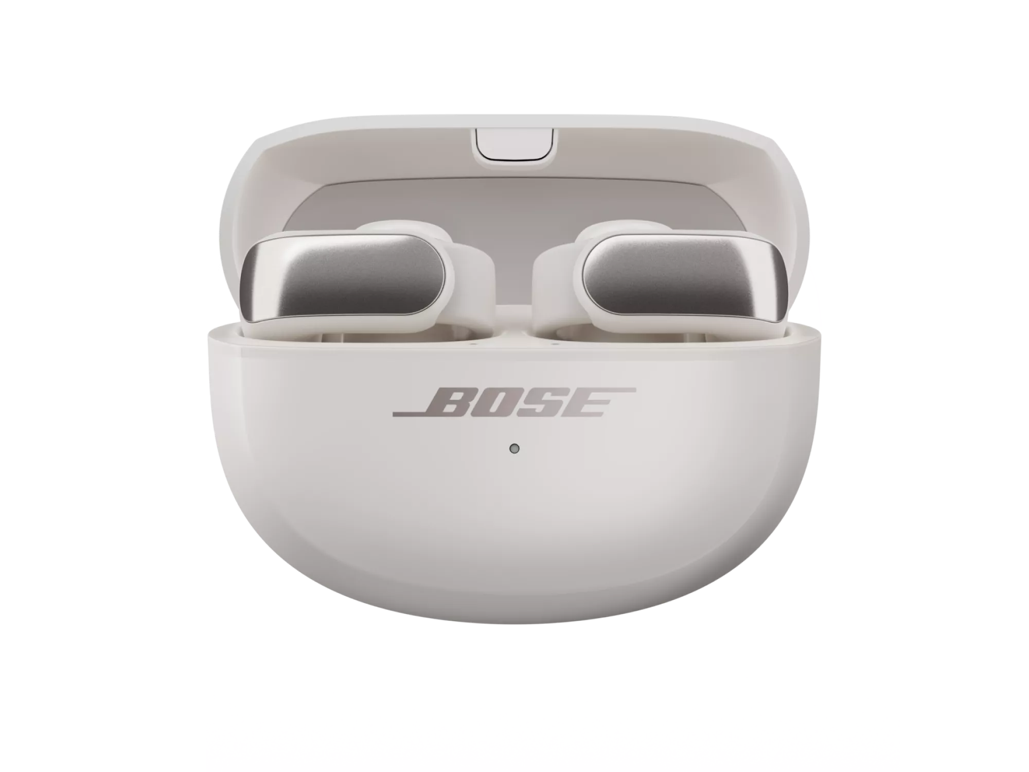 Bose Ultra Open Earbuds in their charging case