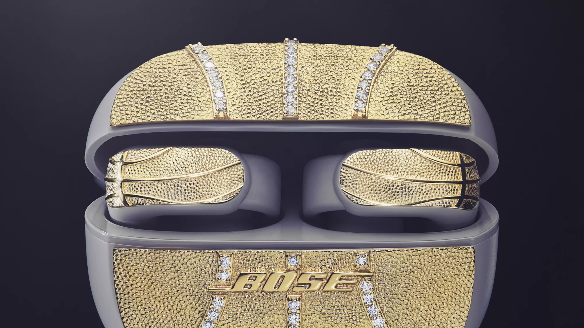 Exclusive gold-and-diamond encrusted pair of Bose Ultra Open Earbuds