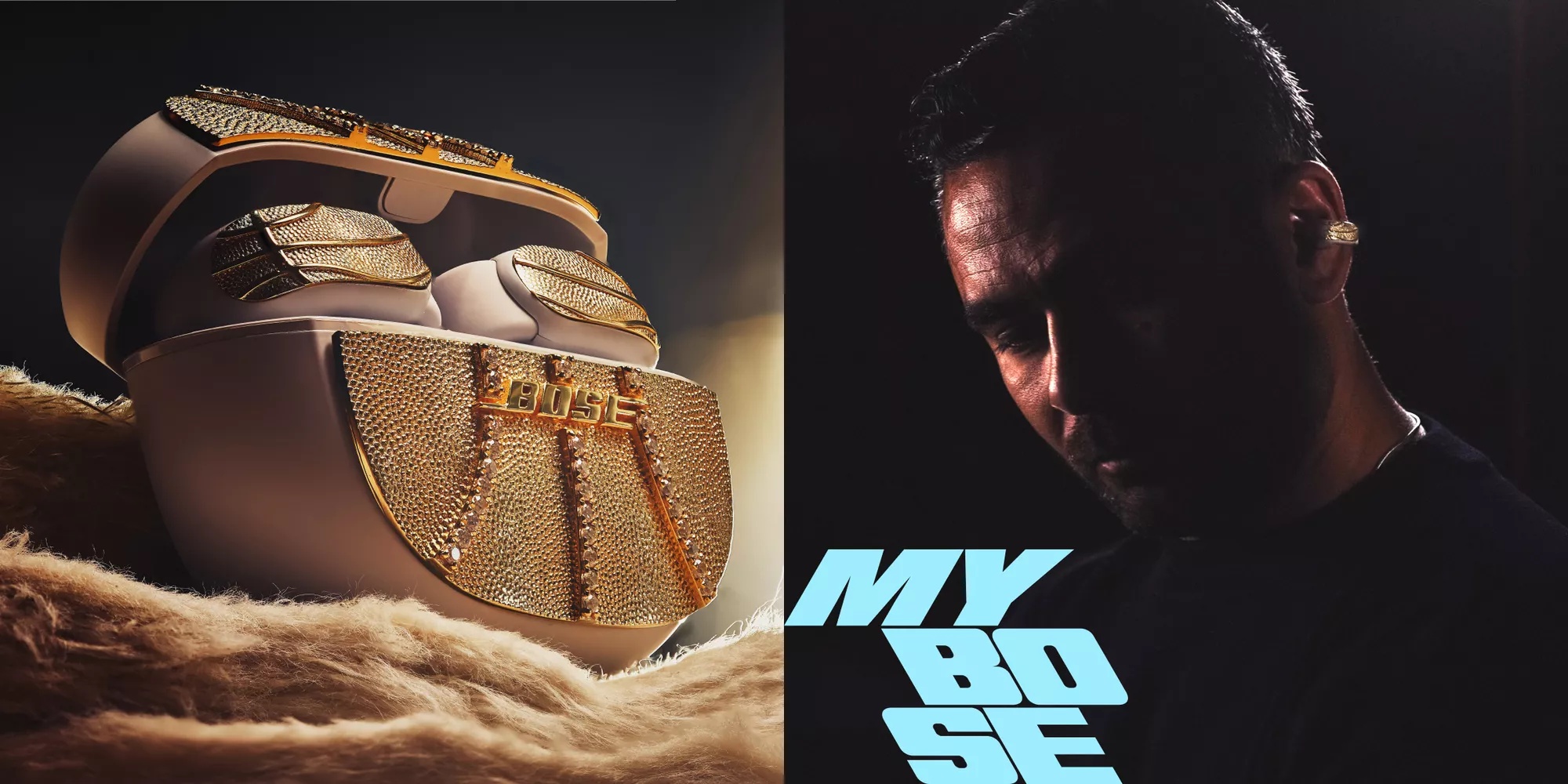 Exclusive gold-and-diamond encrusted pair of Bose Ultra Open Earbuds, My Bose, Victor Solomon