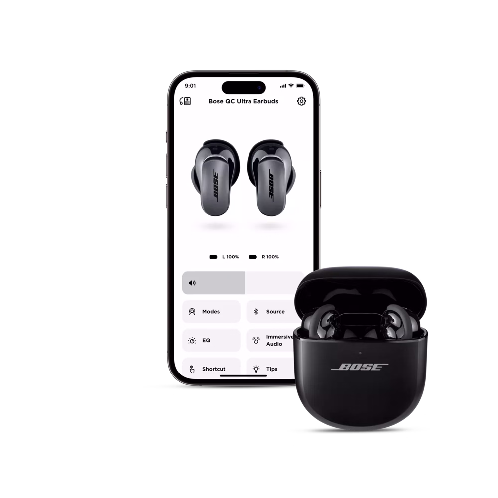 Smartphone displaying the Bose app for the QuietComfort Ultra Earbuds (2nd Gen).