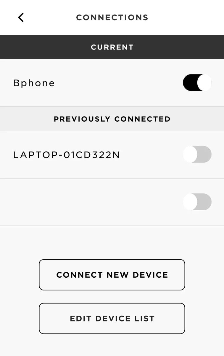 Connections screen