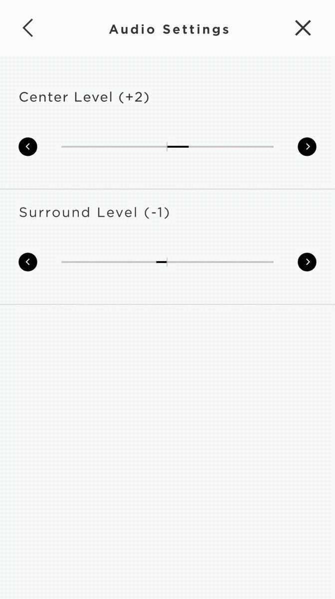 The Bose Connect app audio settings screen