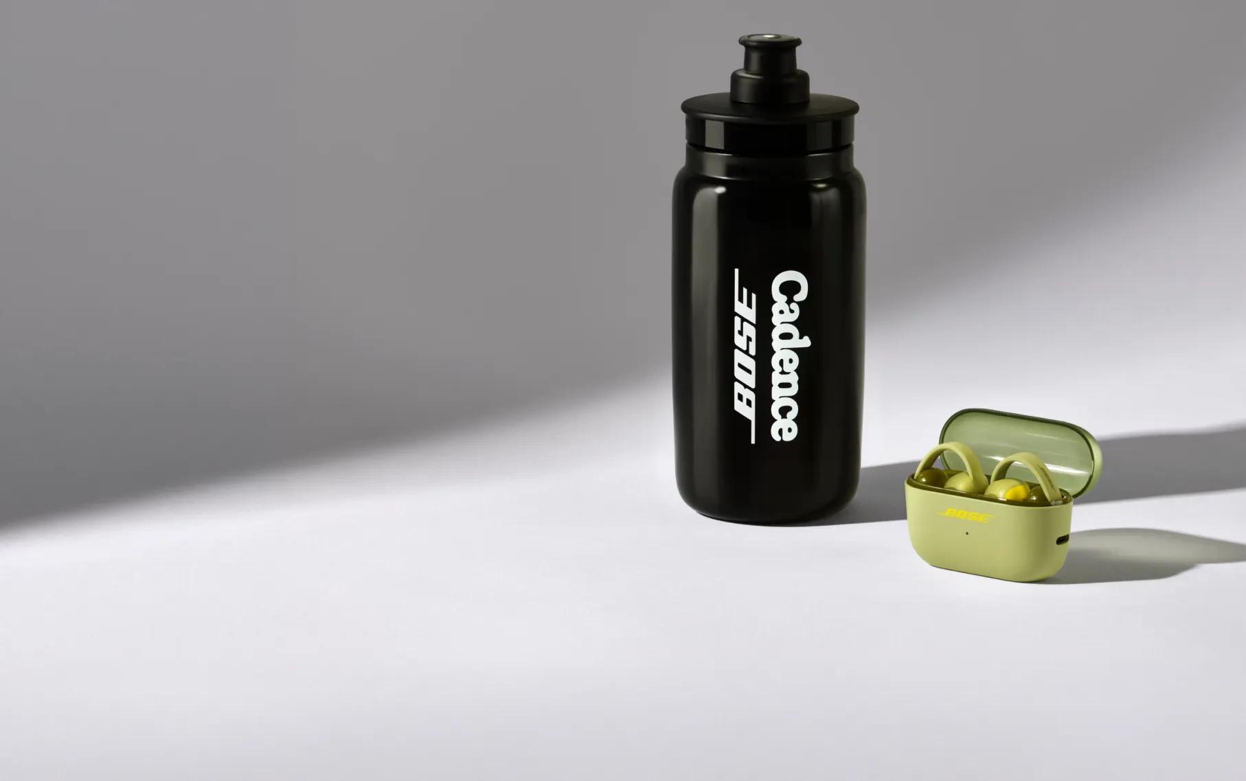 Bose &times; Cadence Water Bottle and Bose Sport Open Earbuds.