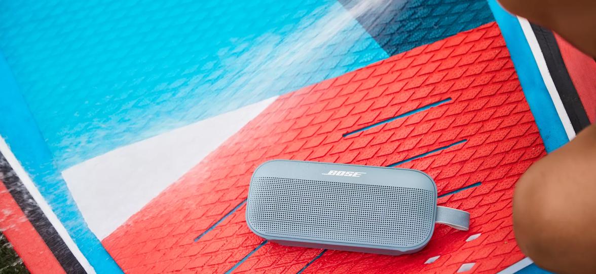 SoundLink Flex Bluetooth Speaker on a paddleboard