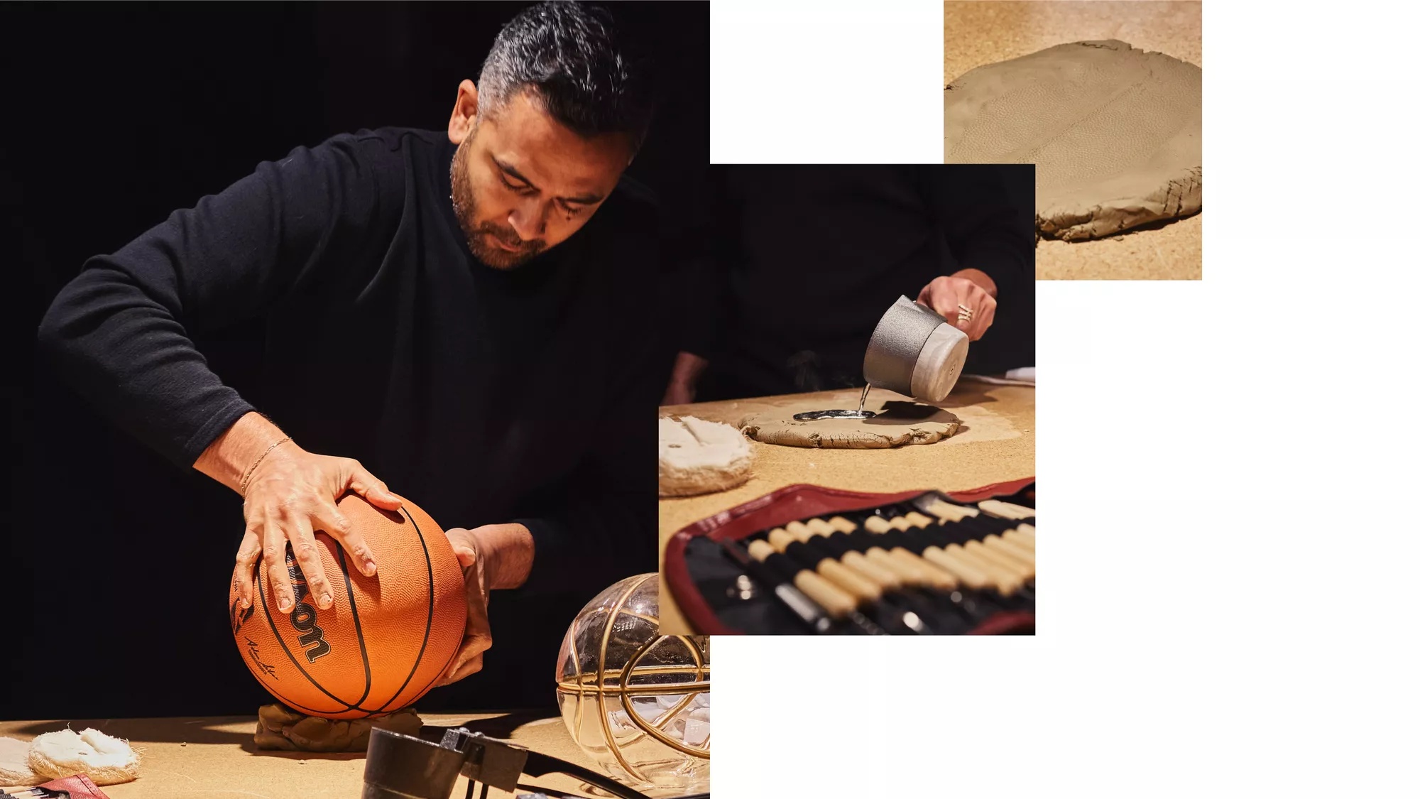 Victor Solomon in his design studio highlighting the process of the design