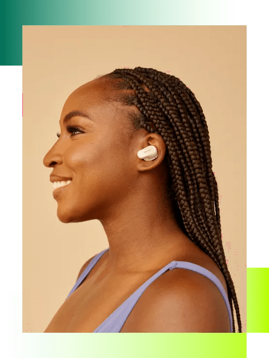 Coco Gauff wearing Bose QuietComfort Earbuds II