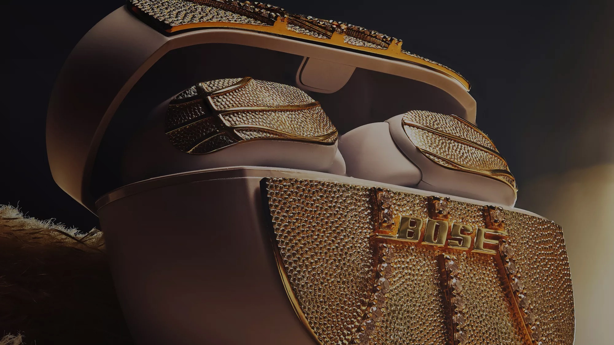 Exclusive gold-and-diamond encrusted pair of Bose Ultra Open Earbuds