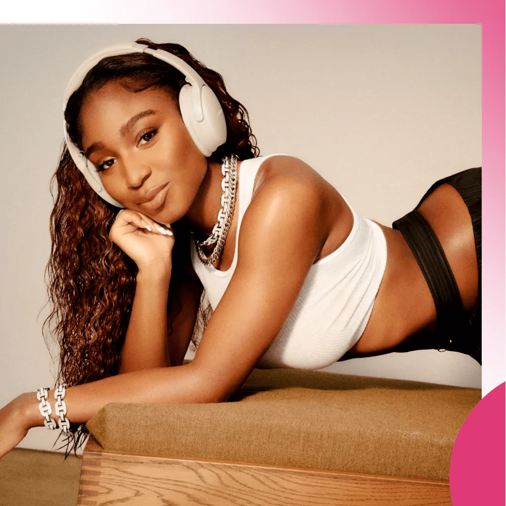 Normani wearing Bose QuietComfort 45 Headphones
