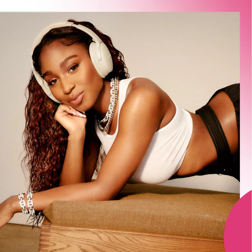 Normani wearing Bose QuietComfort 45 Headphones