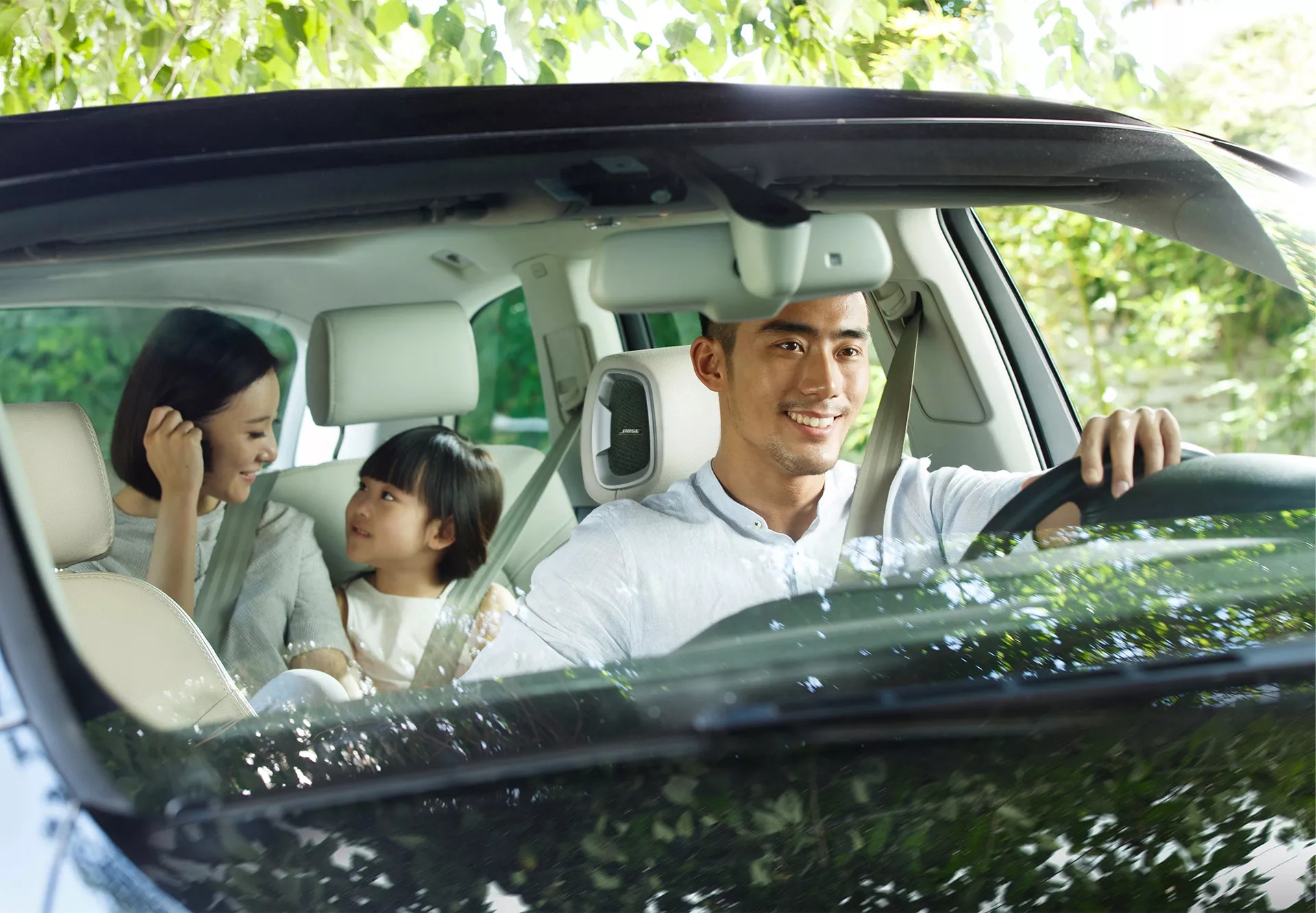 Family in car