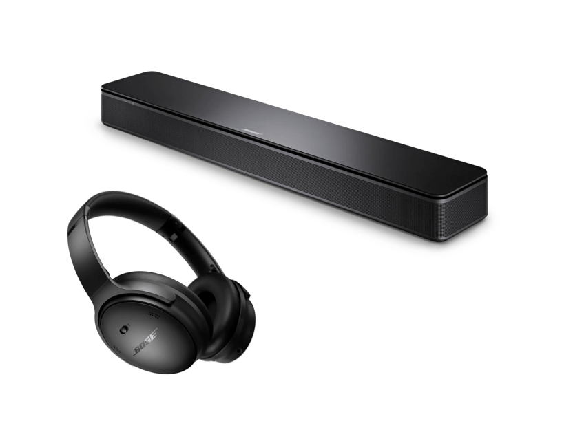 Ensemble d&rsquo;enceinte pour t&eacute;l&eacute;viseur Bose et de casque QuietComfort tdt