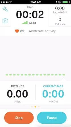 Run activity screen