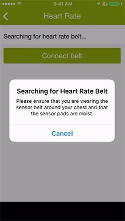 App searching for heart rate sensor