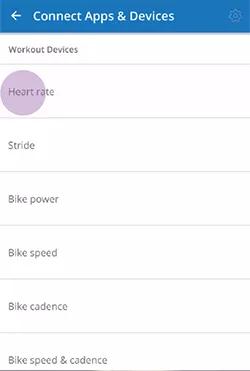 Selecting Heart rate