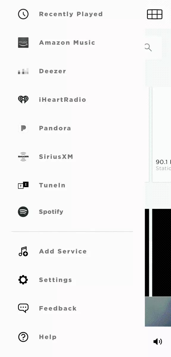 Settings screen of the SoundTouch app