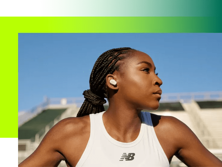 Coco Gauff wearing Bose QuietComfort Earbuds II