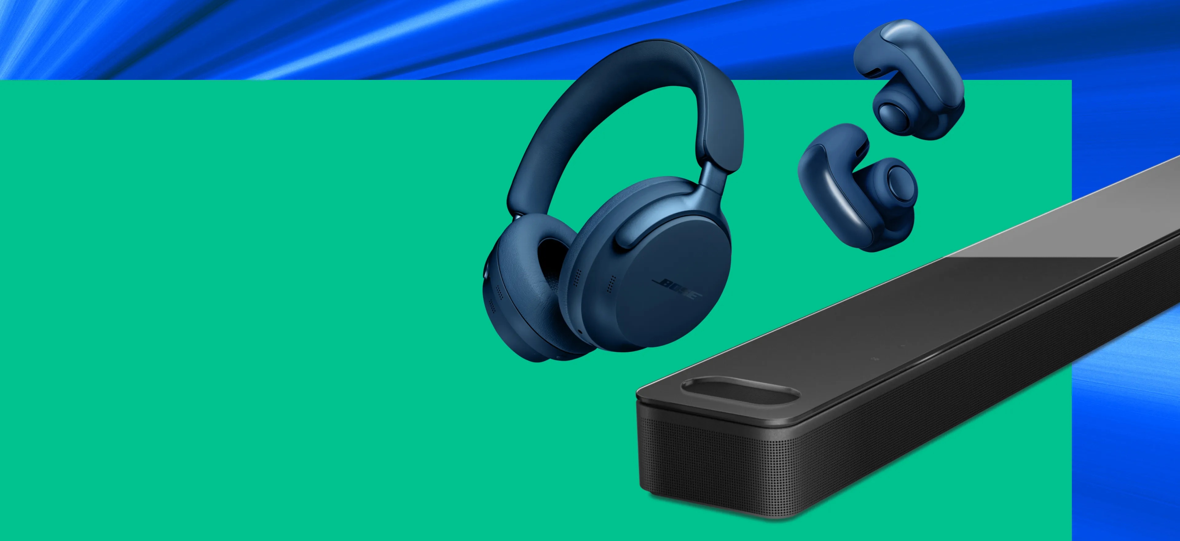 Bose QuietComfort Ultra Headphones, Ultra Open Earbuds, and Smart Ultra Soundbar.