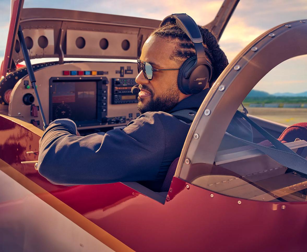 Man wearing an A30 Aviation Headset