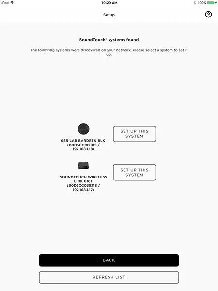 SoundTouch systems found screen