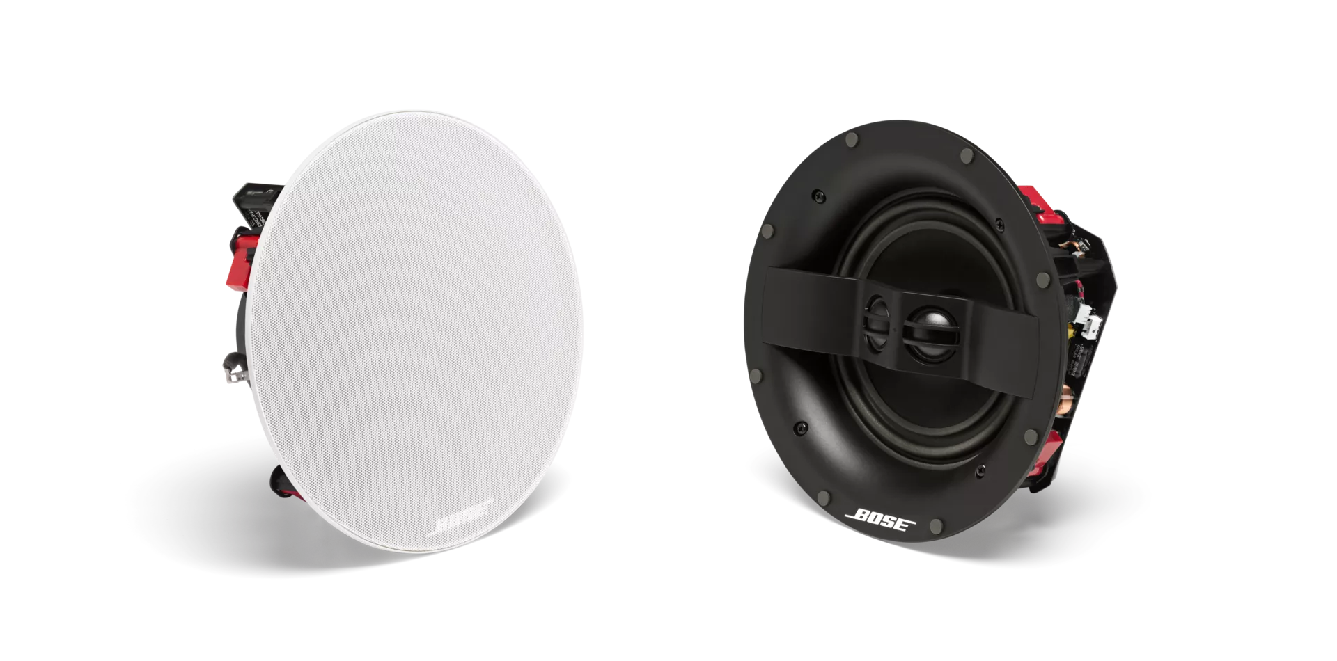 Virtually Invisible 791 In-Ceiling Speakers standing in a side angle in a white background.
