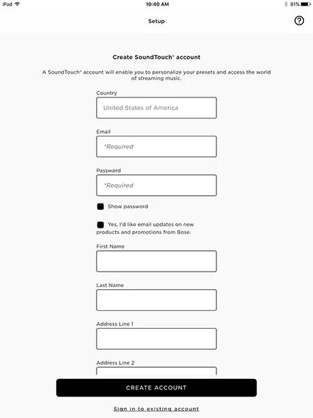Creating a SoundTouch account | SoundTouch® 130 system Creating a SoundTouch account | SoundTouch® 130 system