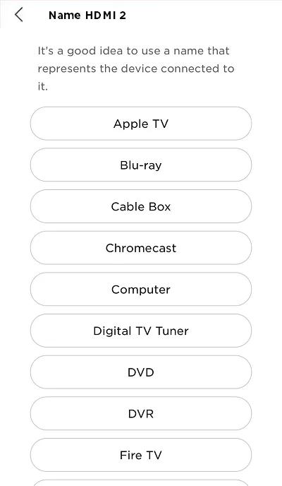 screen 5. name the device connected to that TV input