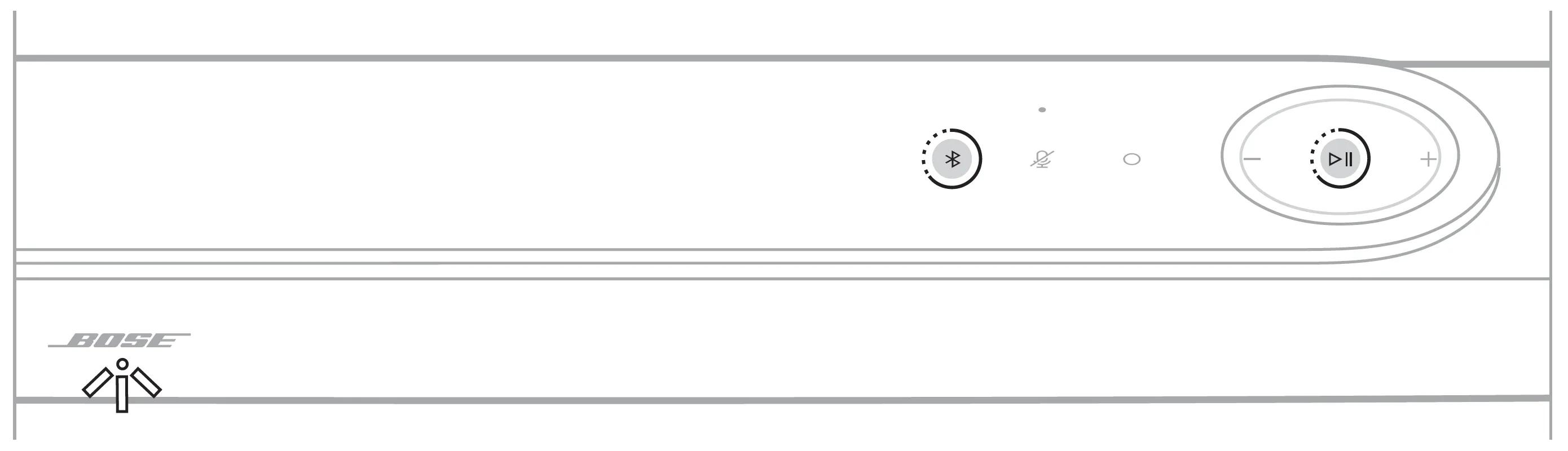 bluetooth and play/pause buttons highlighted on the soundbar