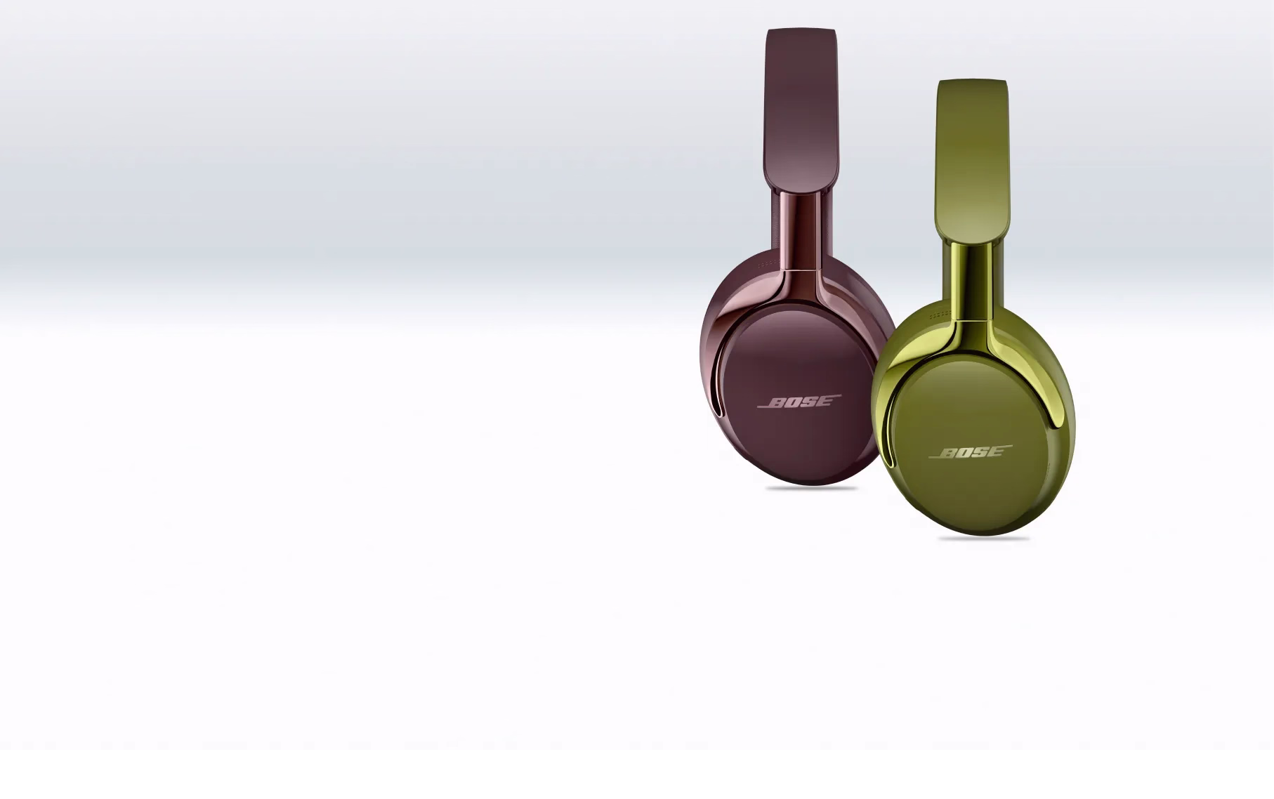Bose QuietComfort Ultra Headphones (2nd Gen) in Cherry Chocolate and Olive Green.