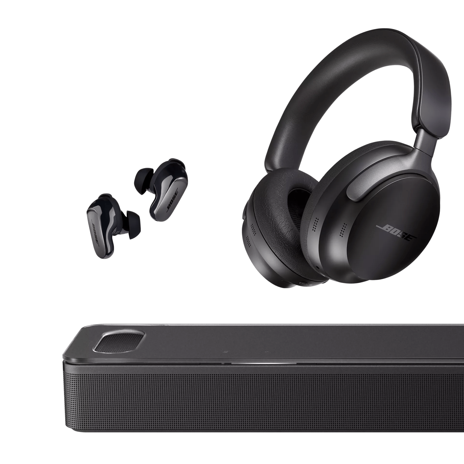 Bose QuietComfort Ultra Headphones and Earbuds featuring Immersive Audio with the Smart Ultra Soundbar featuring Dolby Atmos